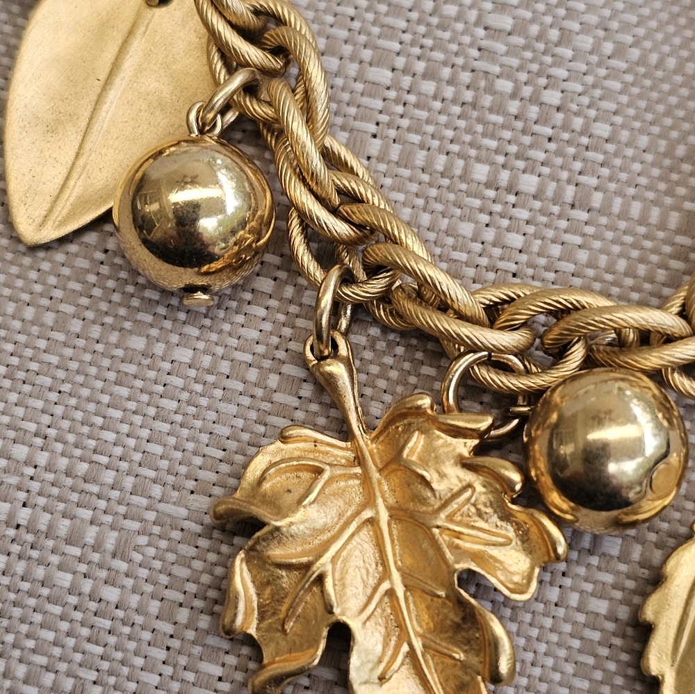 Napier Vintage Necklace with Golden Leaves and Beads STUNNING RARE - Picture 5 of 15